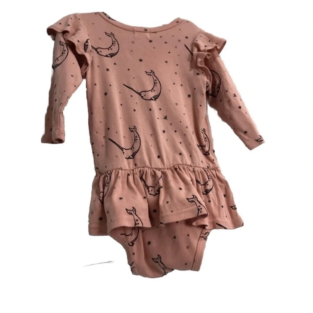 Kira bodysuit tutu’s long sleeve organic cotton pink with unicorn whale